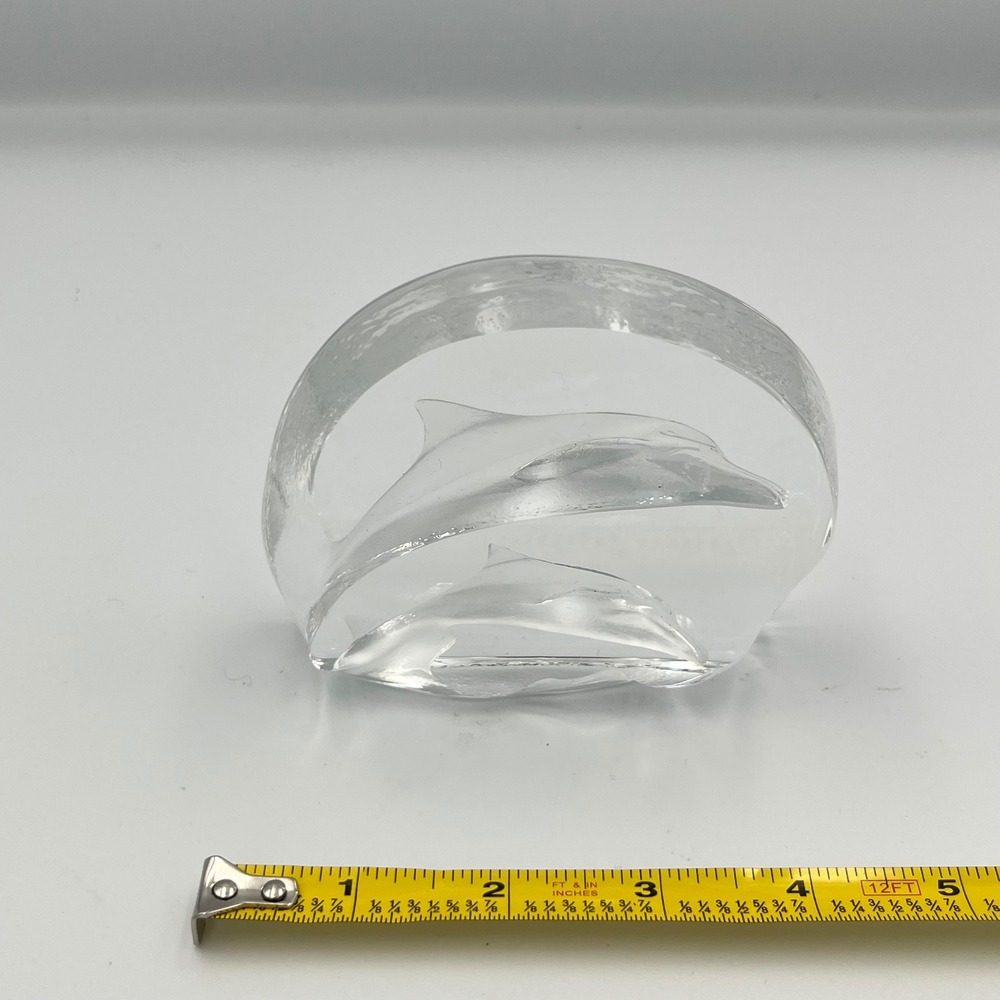 Clear Art Glass Dolphin Sculpture Figurine Paperweight Ocean Coastal Decor‎ - Picture 5 of 6